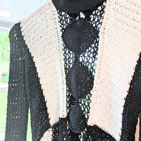 Andrea Almeida Black And White Crochet Greta Mini Dress Xs - Picture 15 of 16